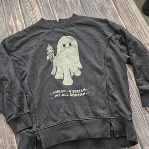 Aerie Oversized Black Ghost Graphic Sweatshirt Halloween